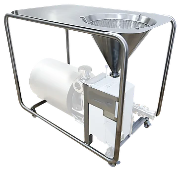 SII-AL-M15 Powder Rehydrator — Stainless steel frame with sliding table for powder bag placement